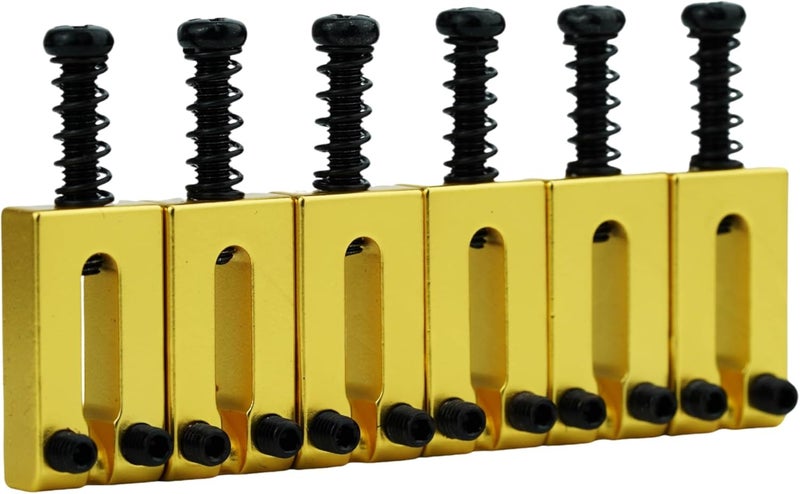 guyker 10.8mm Bridge Saddles, Stainless Steel Bridge Saddles Tremolo System Replacement Part Compatible with Strat ST TL Electric Guitar MA001(Set of 6, Gold) - Image 2